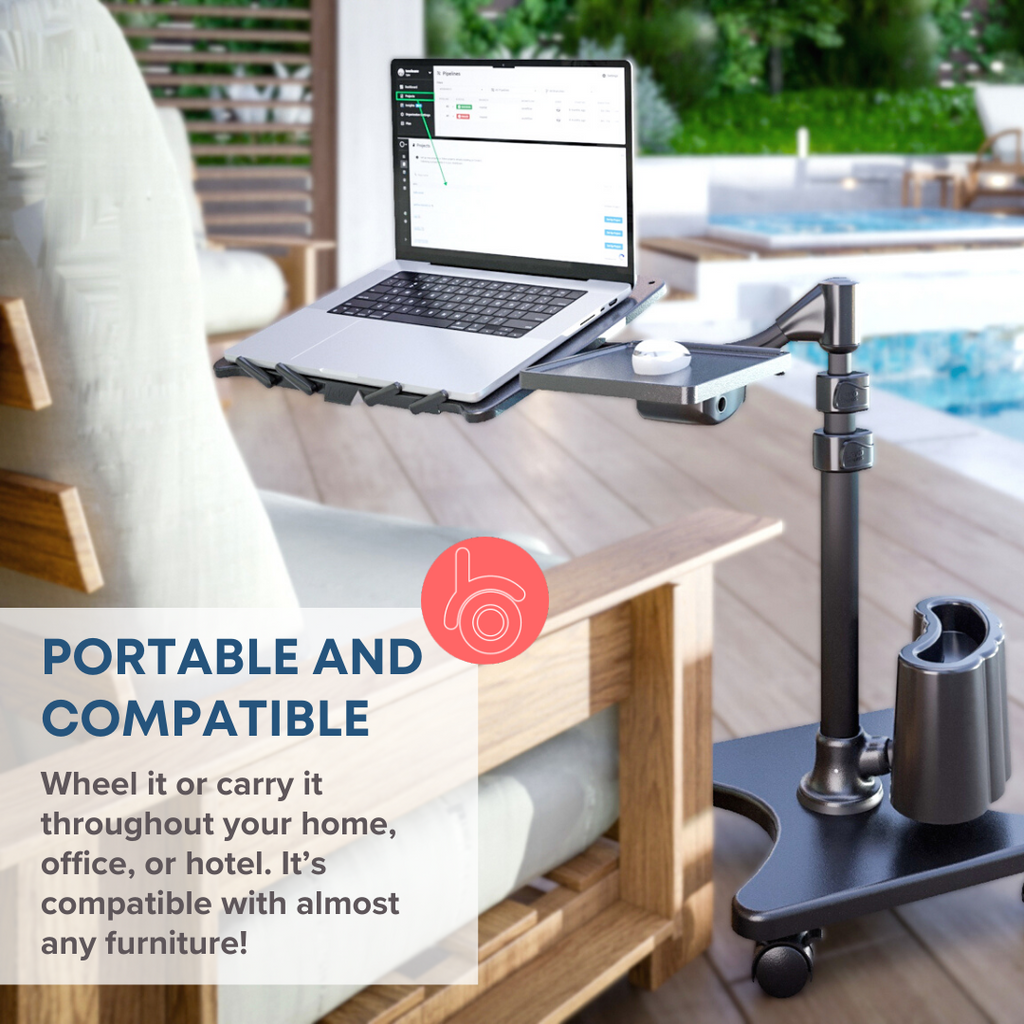 WS-10 Mobile Adjustable Laptop Stand with Wheels – Height & Angle Adjustable