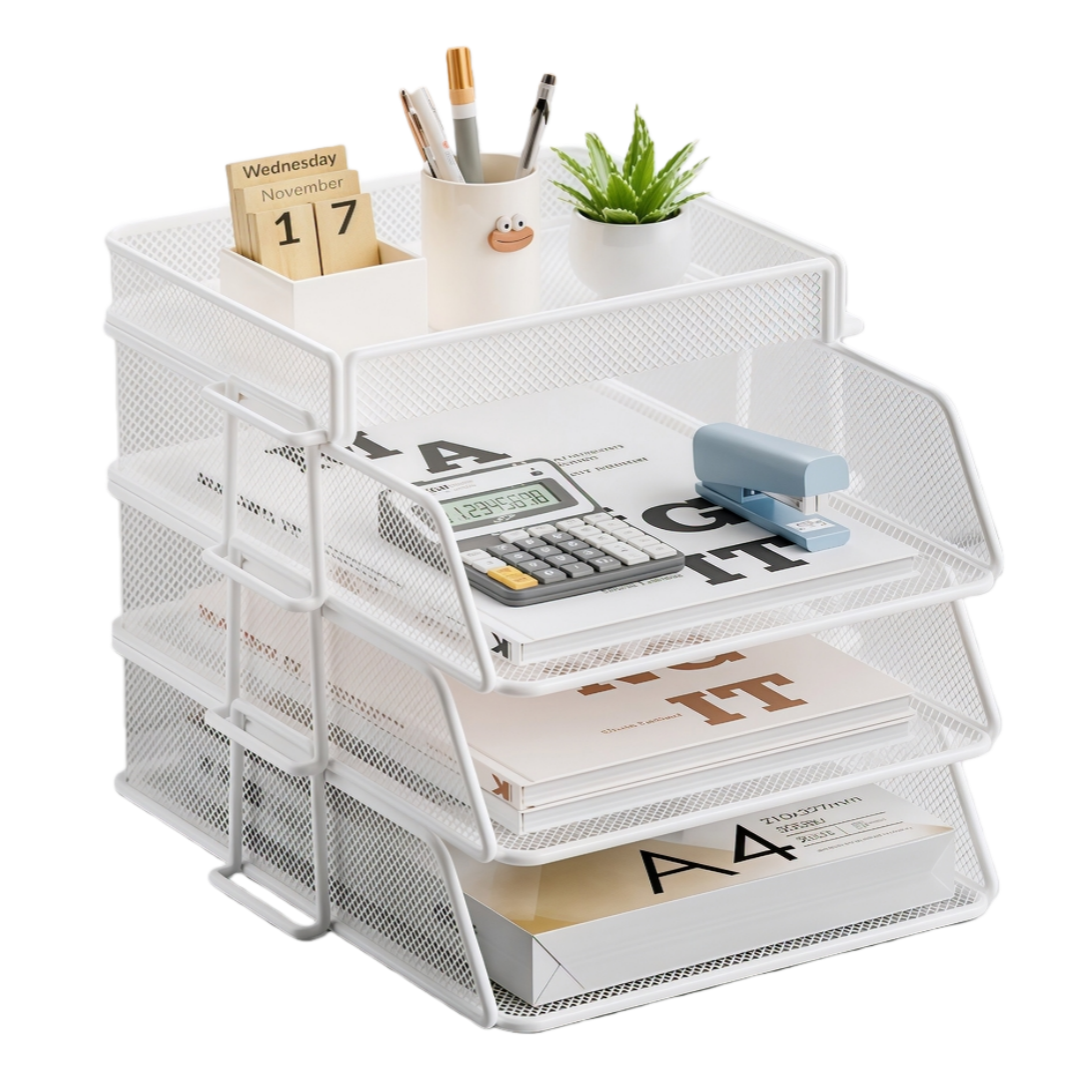 Cameron White Metal Desk File Holder