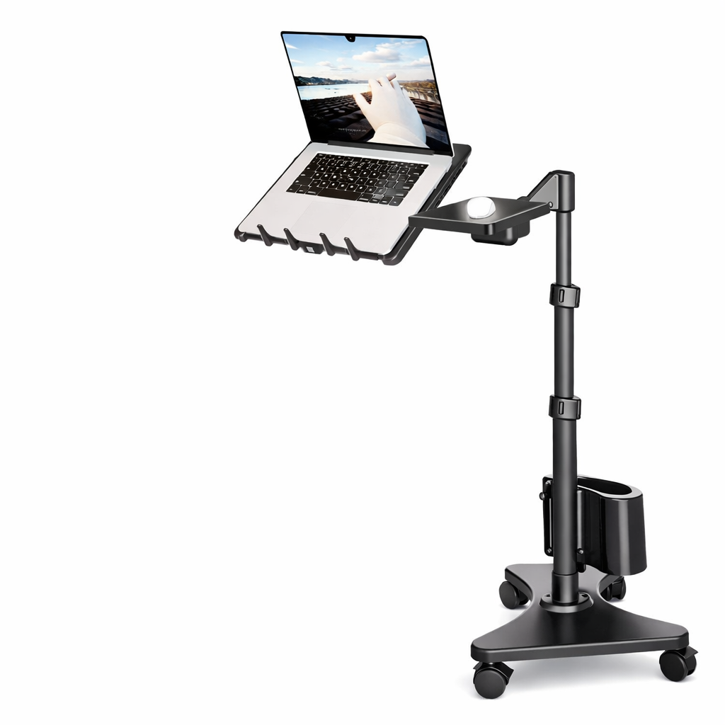WS-10 Mobile Adjustable Laptop Stand with Wheels – Height & Angle Adjustable
