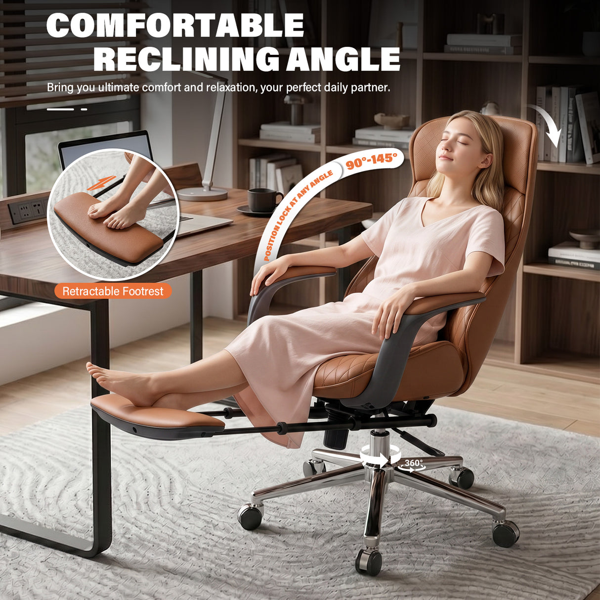 Austin PRO Executive Office Chair with Retractable Footrest