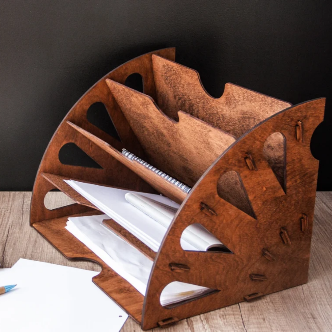Evan Solid Wood Desktop File Organizer