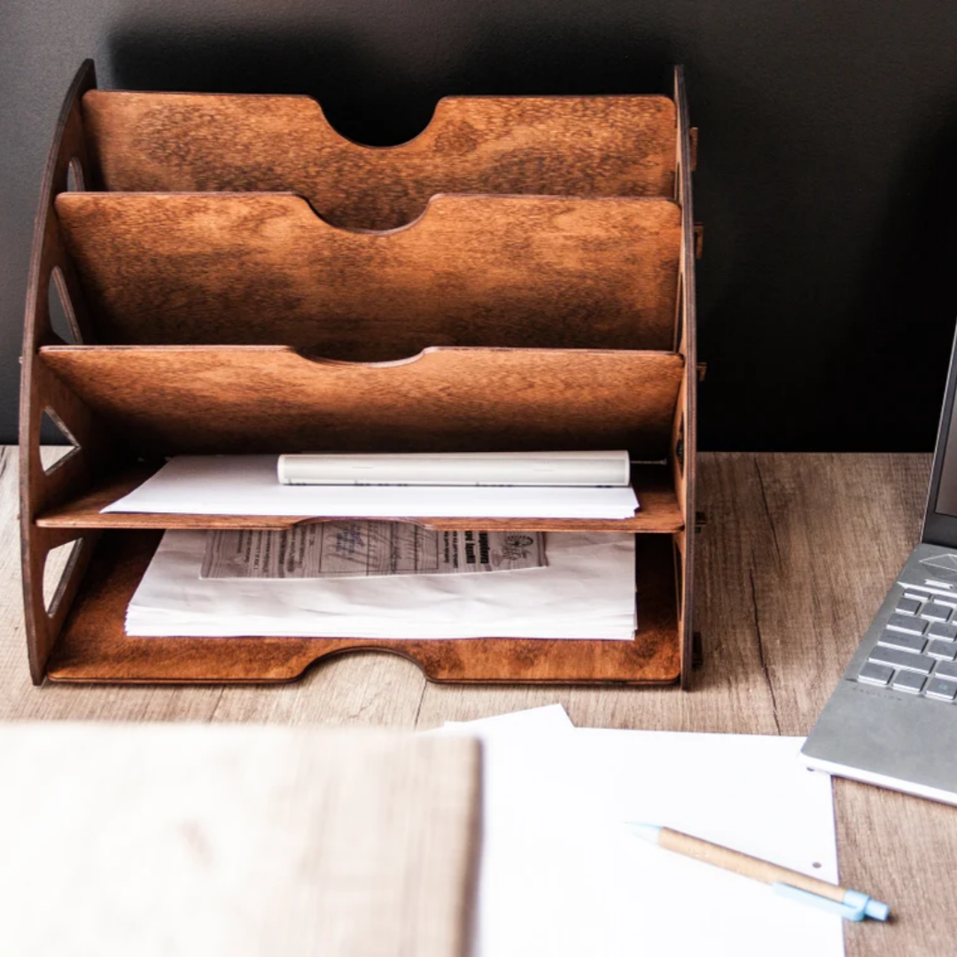 Evan Solid Wood Desktop File Organizer