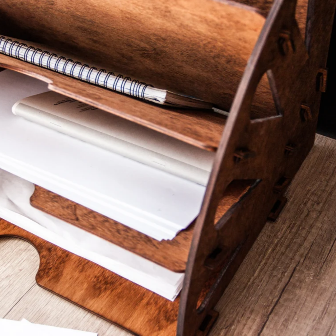 Evan Solid Wood Desktop File Organizer