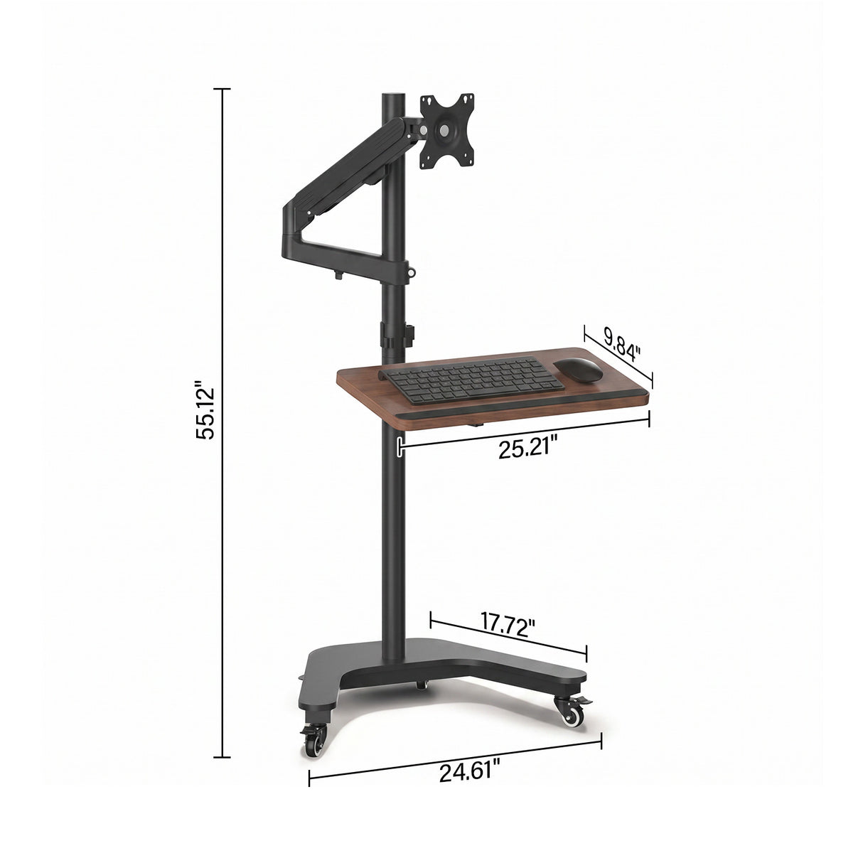 WS-40 Mobile Workstation with Monitor Arm and Keyboard Tray