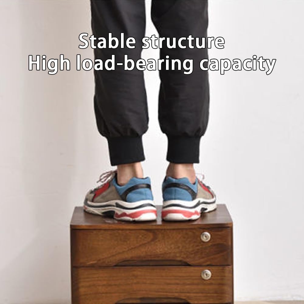 Jones Brown Vintage Lockable Wooden Desktop Filing Cabinet