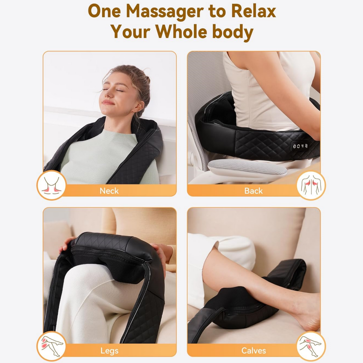 🎁 FREE MASSAGER INCLUDED-Neck and Back Massager with Heat