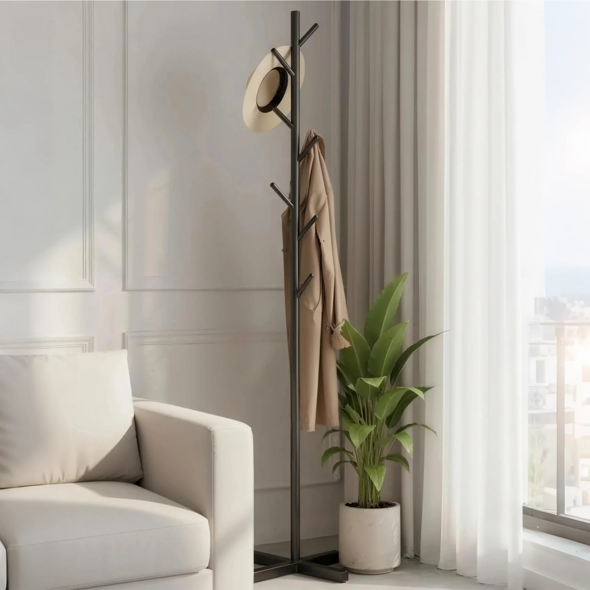 Jones Modern Metal Nordic Entryway Coat Rack