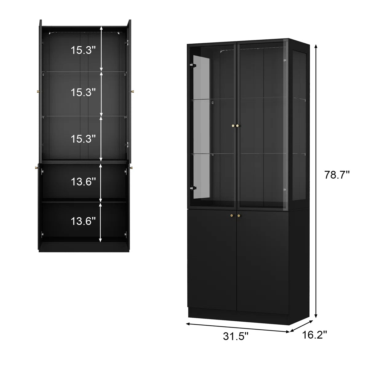 Evan LED Light Strip Glass Door Curio Display Cabinet