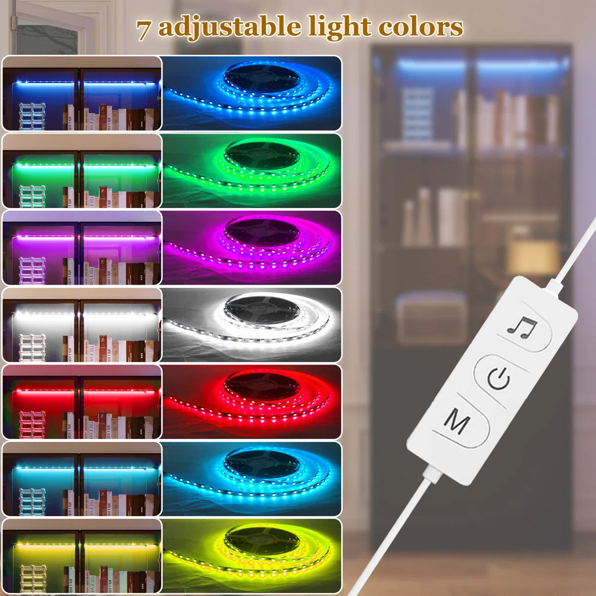 Evan LED Light Strip Glass Door Curio Display Cabinet