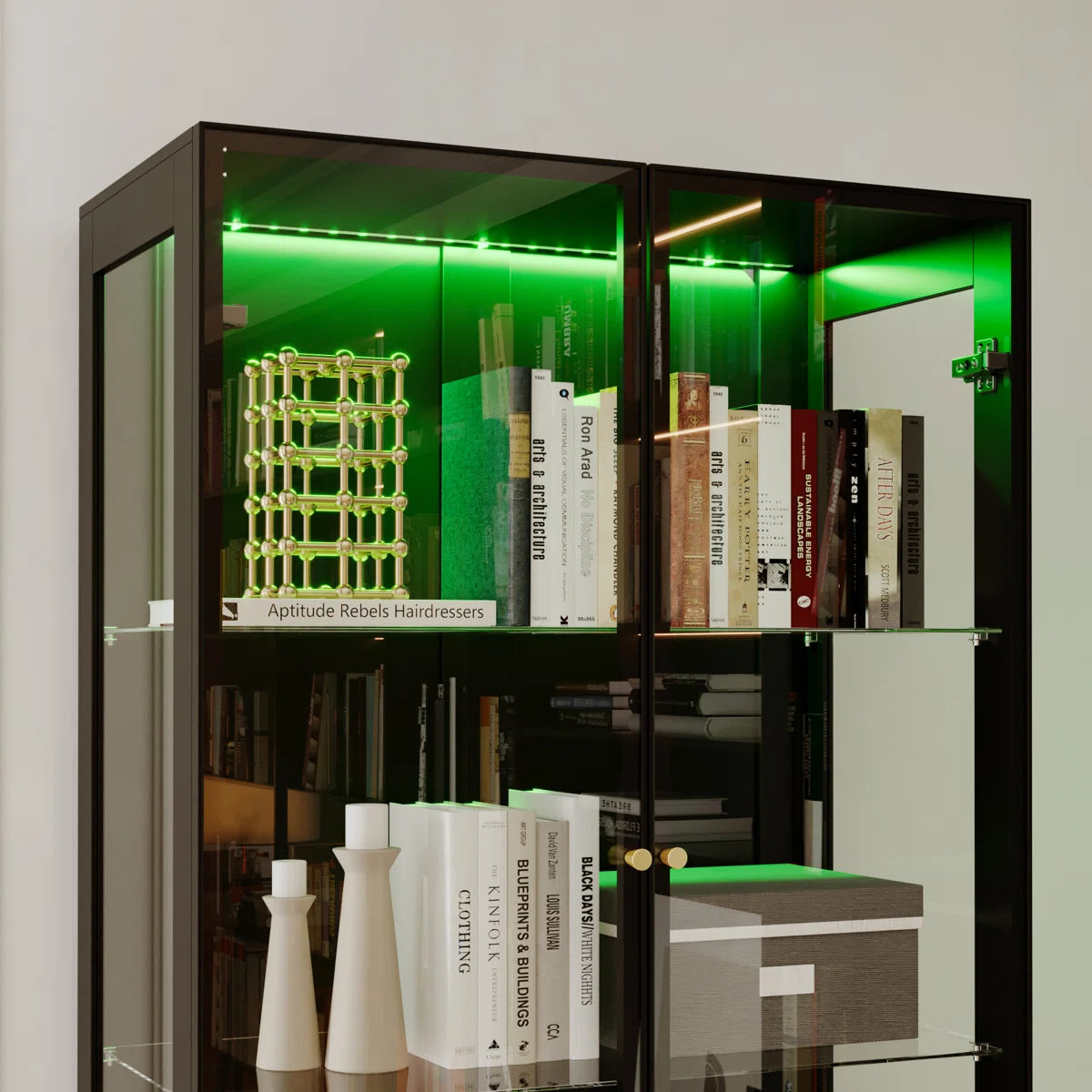 Evan LED Light Strip Glass Door Curio Display Cabinet