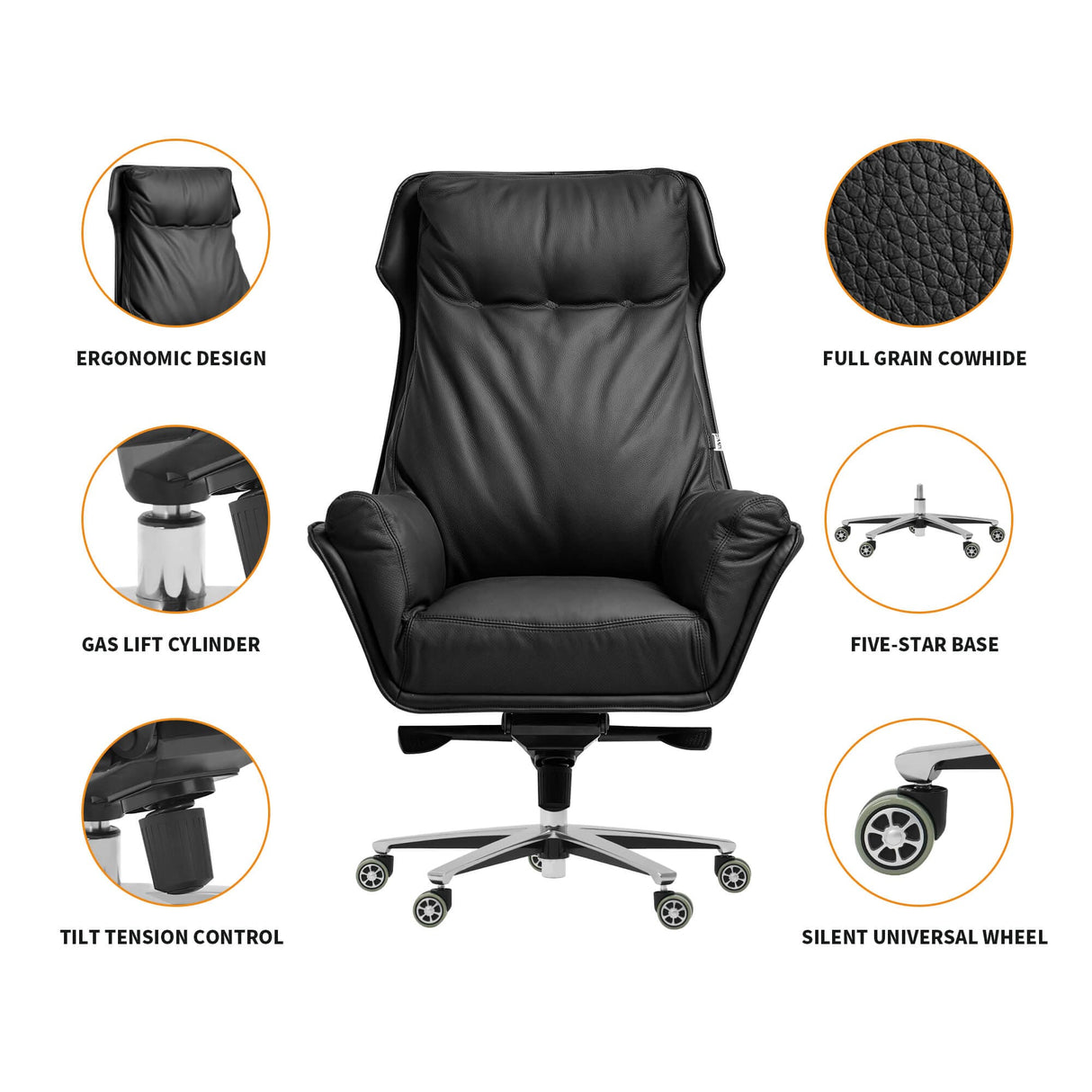 Details of Austin Upholstered Office Chair-Black