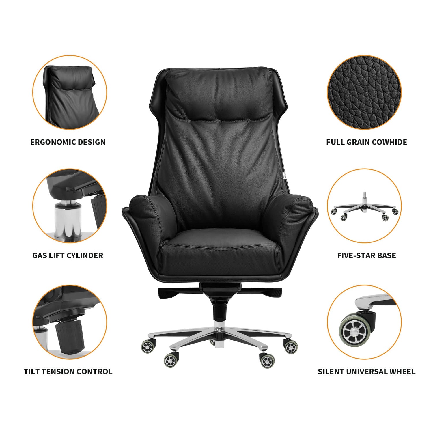 Details of Austin Upholstered Office Chair-Black