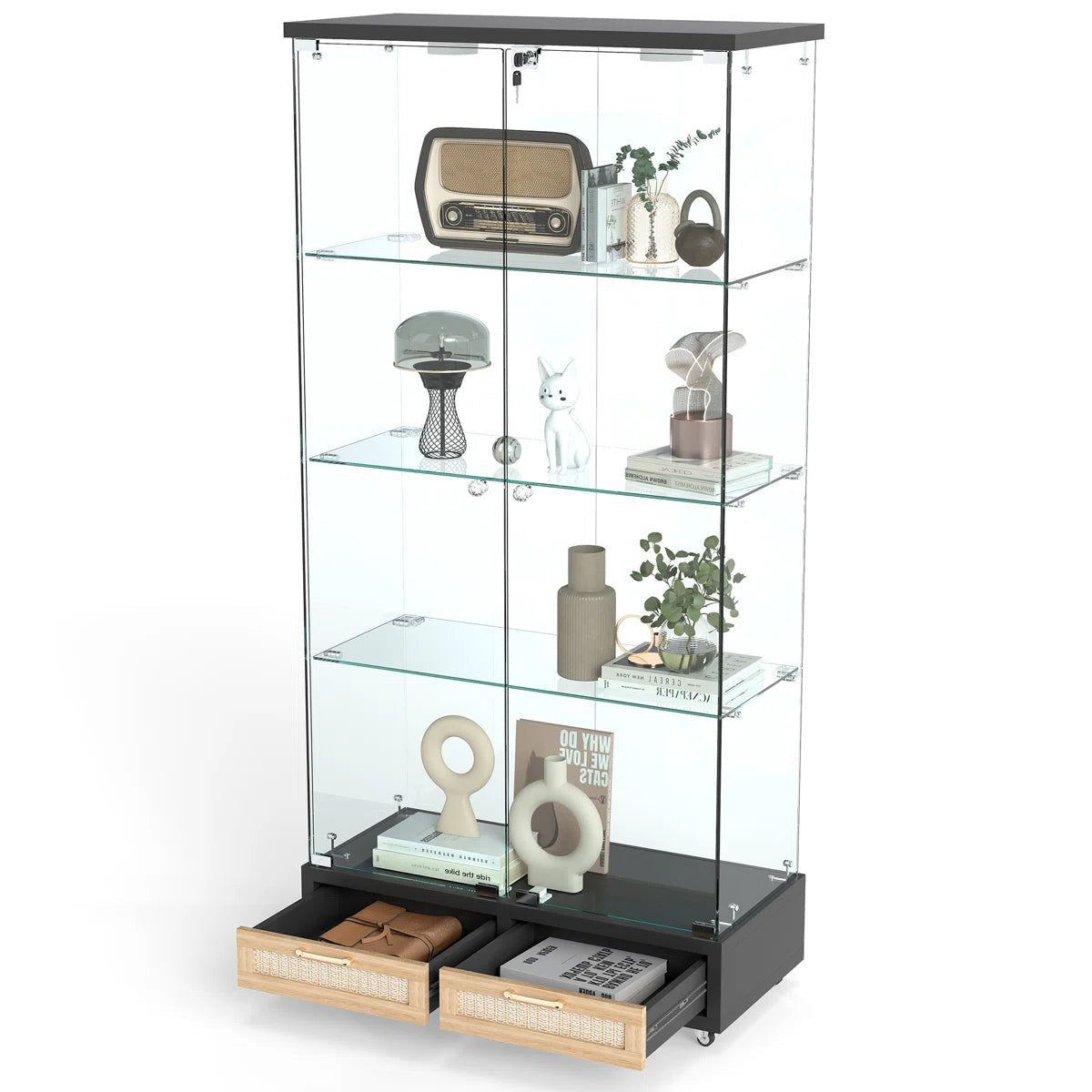 Cameron MDF & Tempered Glass Curio Display Cabinet