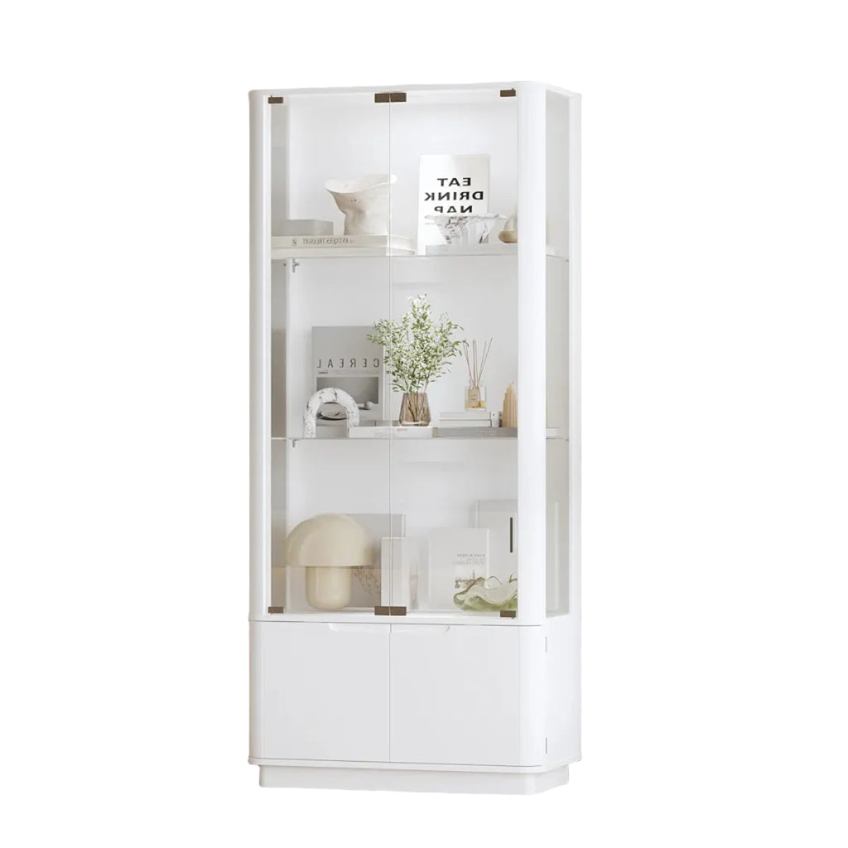Luca White LED Illuminated Glass Door Display Cabinet