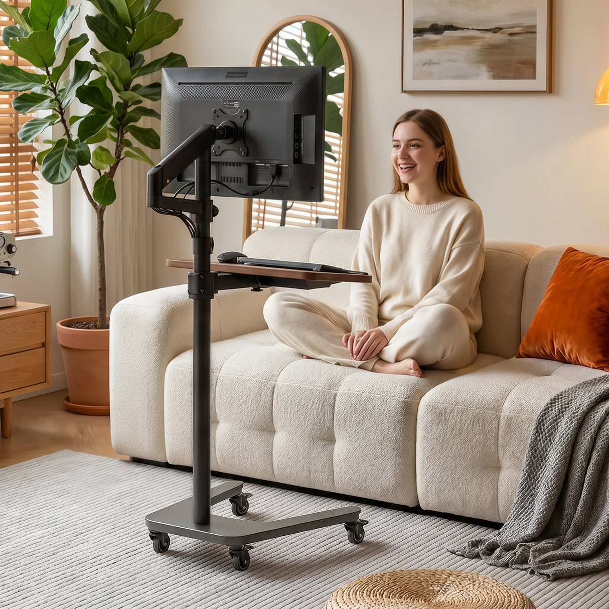 WS-40 Mobile Workstation with Monitor Arm and Keyboard Tray