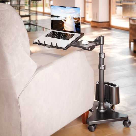 WS-10 Mobile Adjustable Laptop Stand with Wheels – Height & Angle Adjustable
