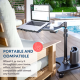WS-10 Mobile Adjustable Laptop Stand with Wheels – Height & Angle Adjustable