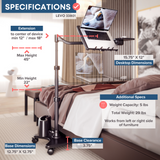 WS-10 Mobile Adjustable Laptop Stand with Wheels – Height & Angle Adjustable