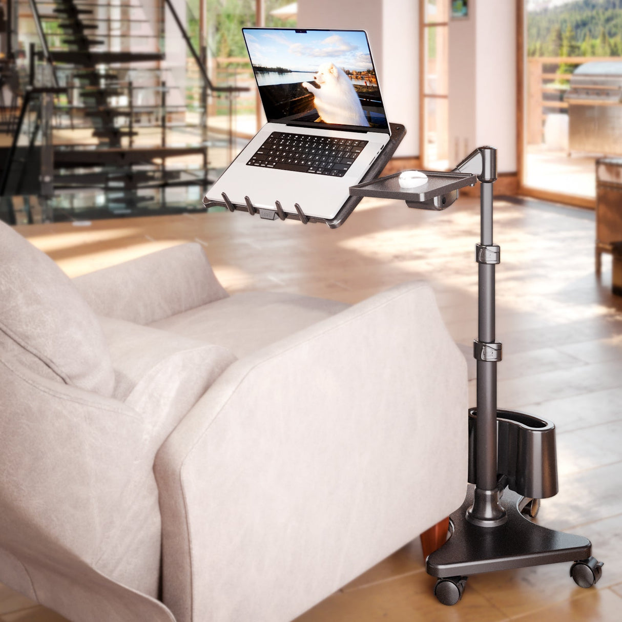 WS-10 Mobile Adjustable Laptop Stand with Wheels – Height & Angle Adjustable