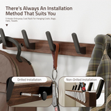 Luca Walnut & Aluminum Wall-Mounted Coat Rack