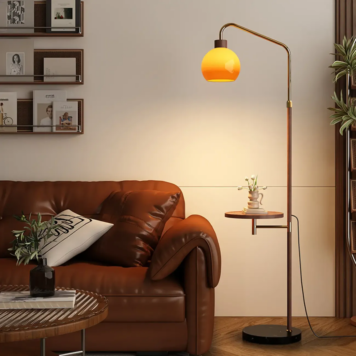 Luca Artistic Floor Lamp with Side Tabletop