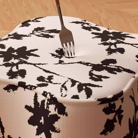 Vane Petal-Shaped Ink-Wash Floral Foot Stool