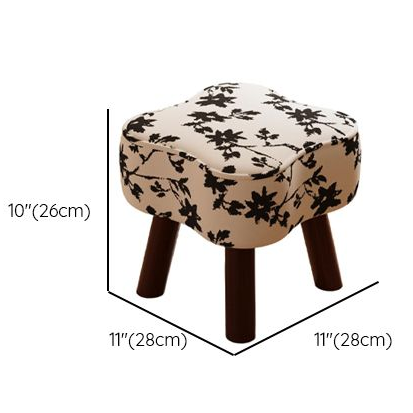 Vane Petal-Shaped Ink-Wash Floral Foot Stool