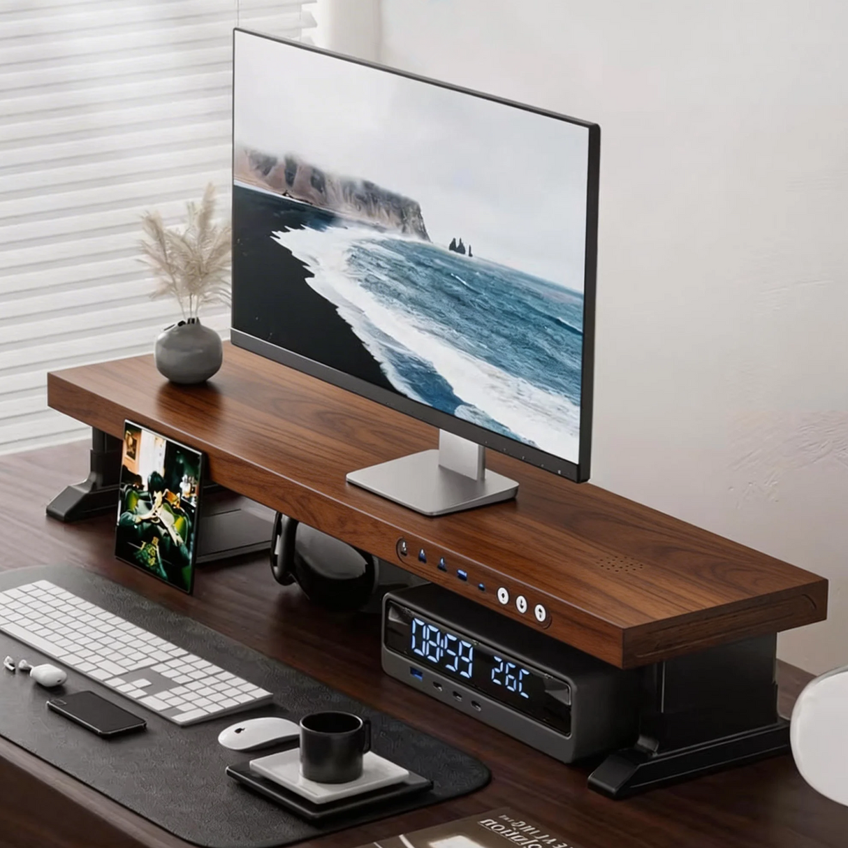 GC01 Plus Premium Walnut Wood Monitor Stand Riser