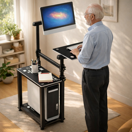 WS-66 Mobile Standing Computer Workstation with Adjustable Monitor & Keyboard Tray