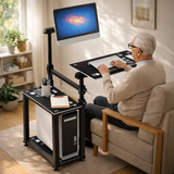 WS-66 Mobile Standing Computer Workstation with Adjustable Monitor & Keyboard Tray