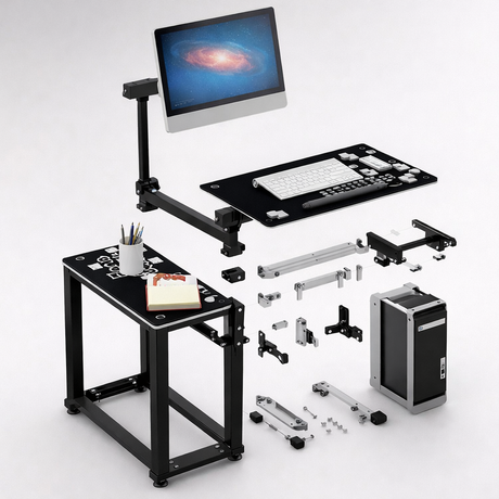 WS-66 Mobile Standing Computer Workstation with Adjustable Monitor & Keyboard Tray