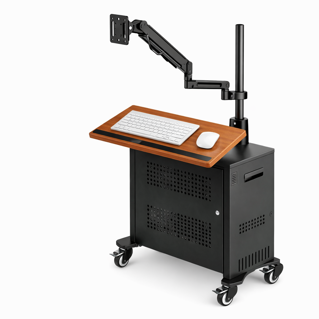 WS-40 Mobile Workstation with Monitor Arm and Keyboard Tray
