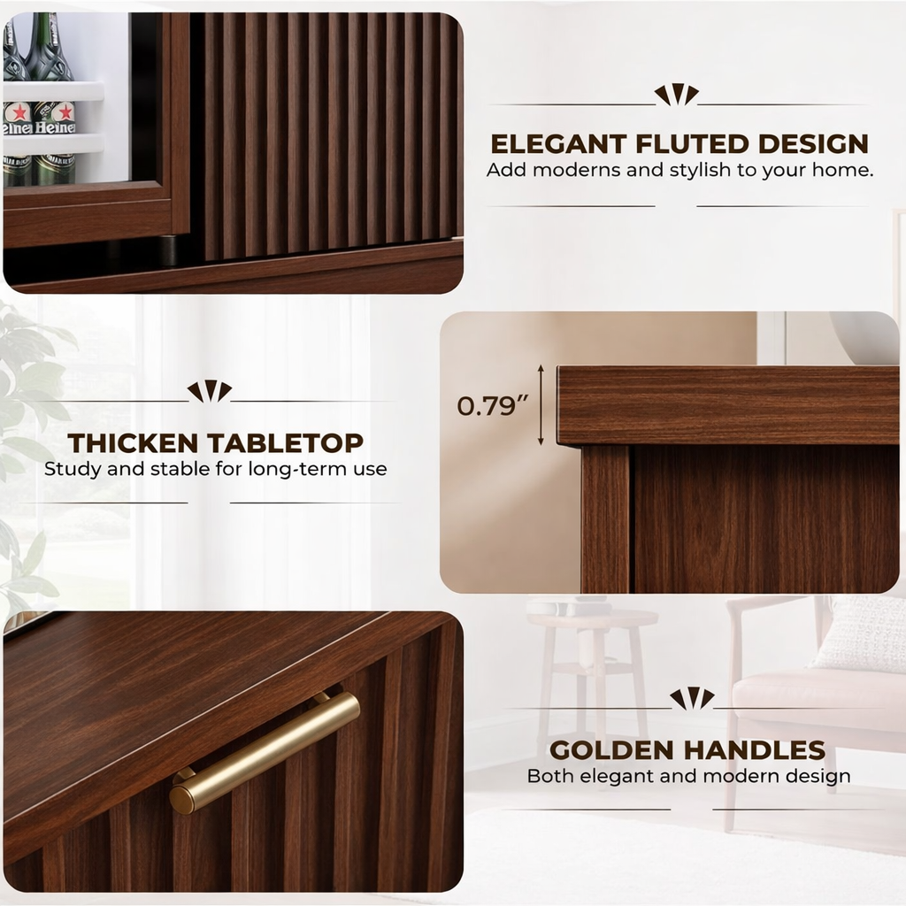 GC01 All-in-One Beverage Center: Wood Mini Fridge Station with Storage Drawer & Cabinet