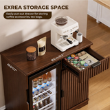 GC01 All-in-One Beverage Center: Wood Mini Fridge Station with Storage Drawer & Cabinet