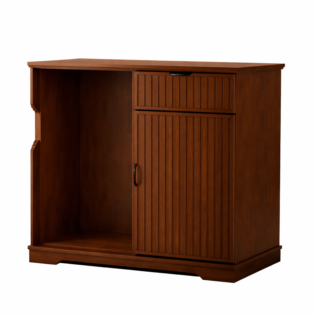 GC01 All-in-One Beverage Center: Wood Mini Fridge Station with Storage Drawer & Cabinet