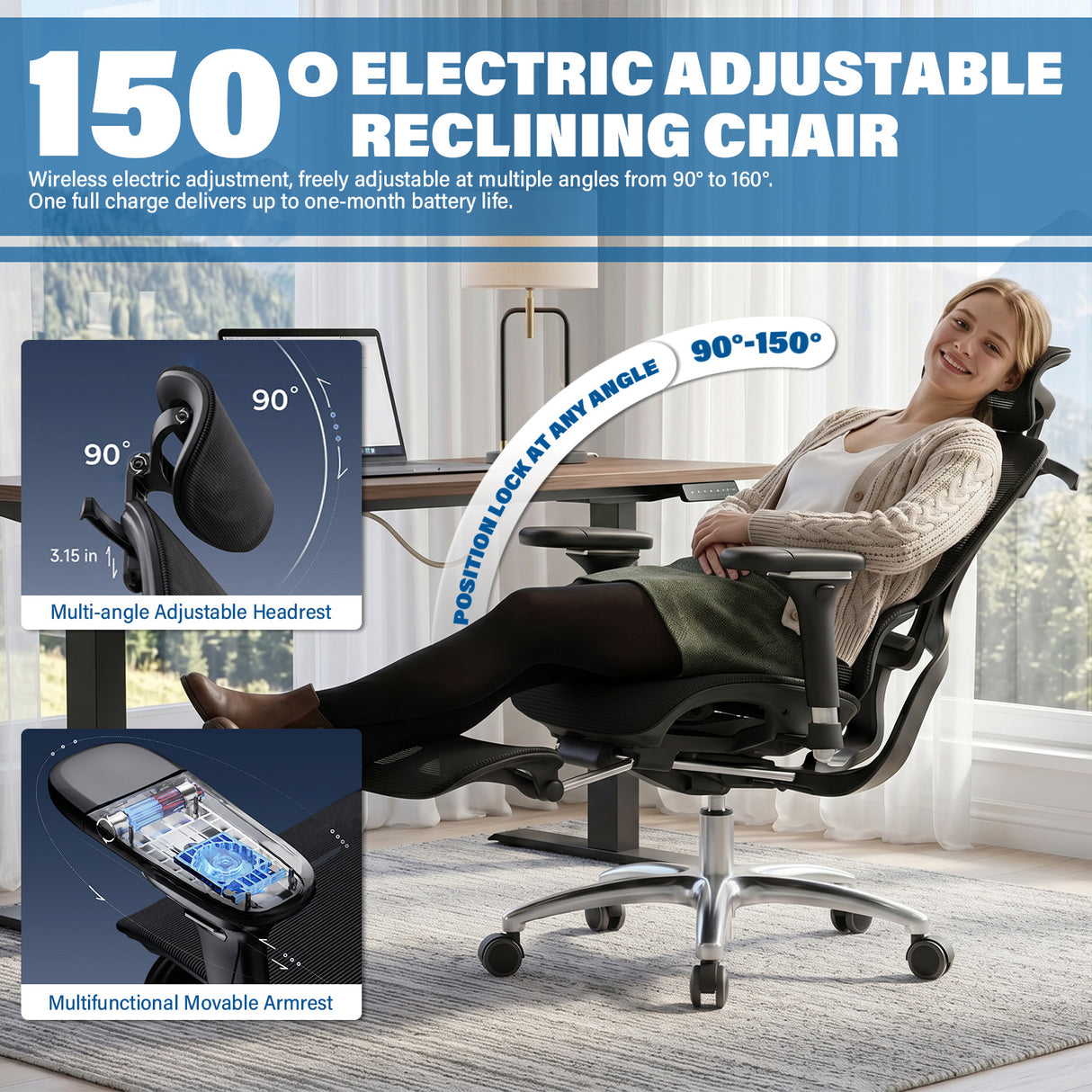 GC-02 Ergonomic Electric Massage AI Office Chair