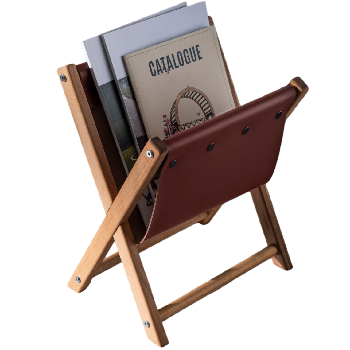Luca Handmade Wooden & Leather Magazine Rack