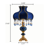 Magnus Vintage Blue Velvet Tassel Table Lamp