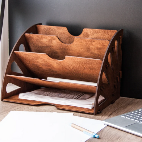 Evan Solid Wood Desktop File Organizer