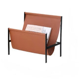 Luca Sleek Metal and Leather Magazine Rack