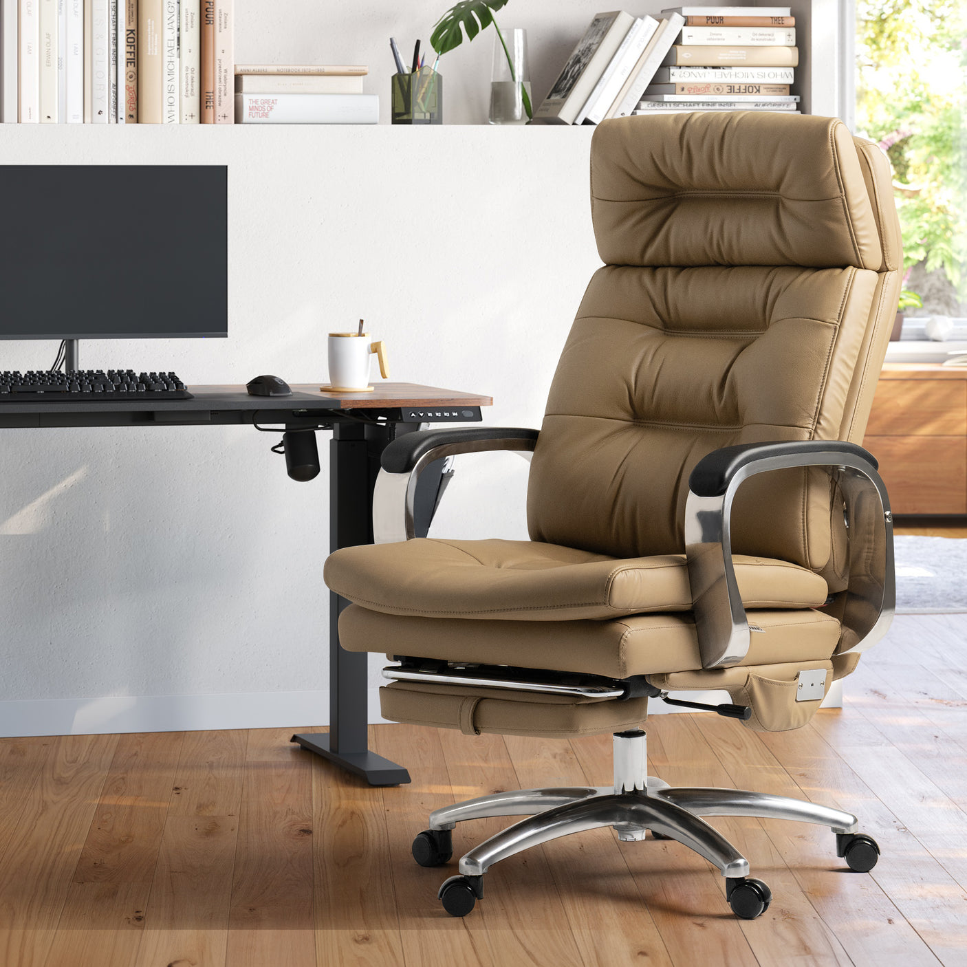 Hound pair Specialize Chaise de bureau ergonomique à dossier haut épais en cuir Vane – KINNLS