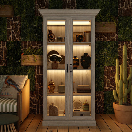Coast Grey Oak Glass Door Display Cabinet