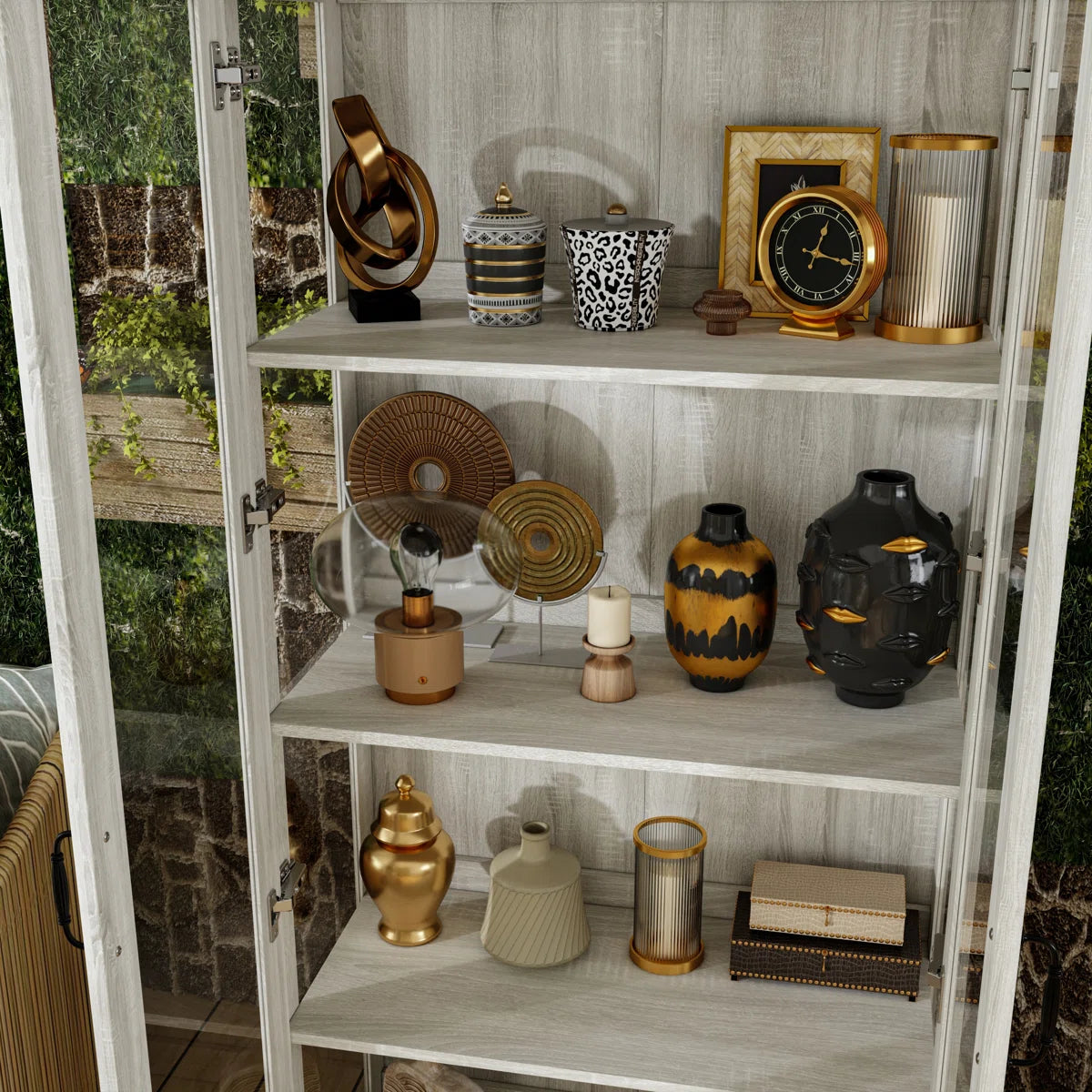 Coast Grey Oak Glass Door Display Cabinet