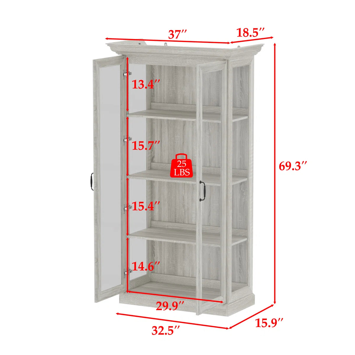 Coast Grey Oak Glass Door Display Cabinet