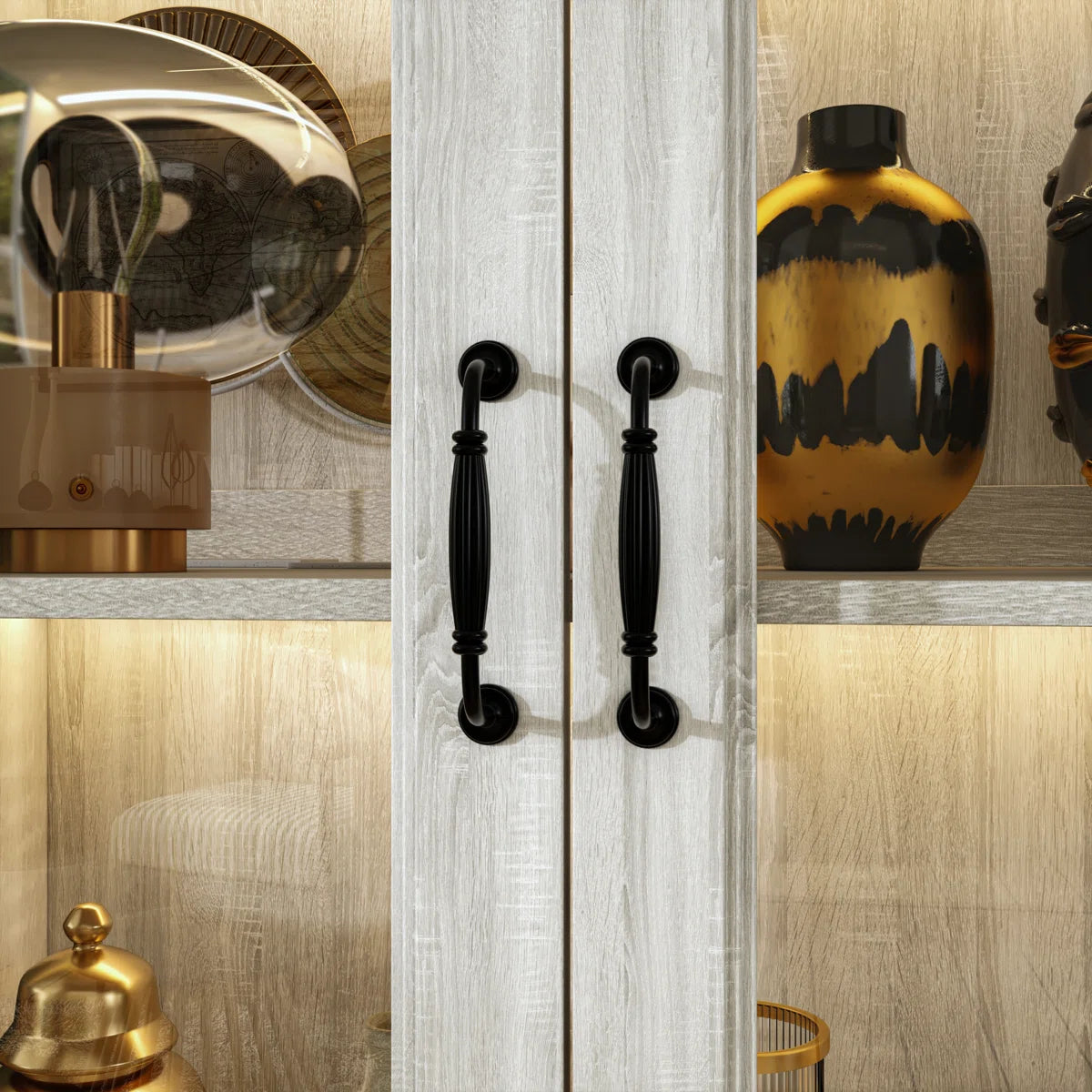 Coast Grey Oak Glass Door Display Cabinet