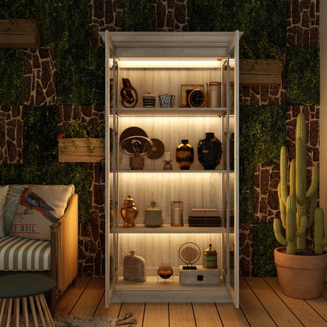 Coast Grey Oak Glass Door Display Cabinet