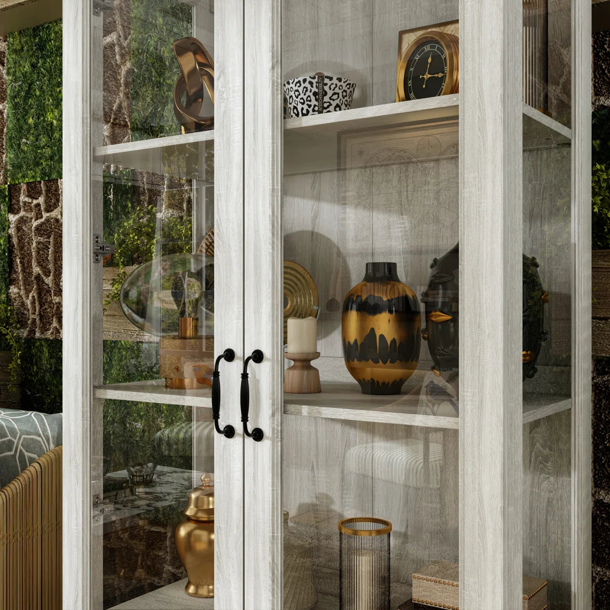 Coast Grey Oak Glass Door Display Cabinet