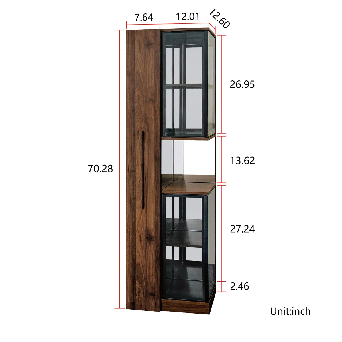 Jones Elegant 70" Multi-tier Pull-out Storage Display Cabinet