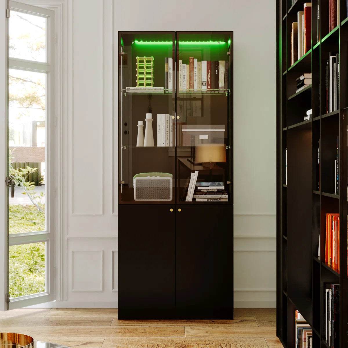 Evan LED Light Strip Glass Door Curio Display Cabinet