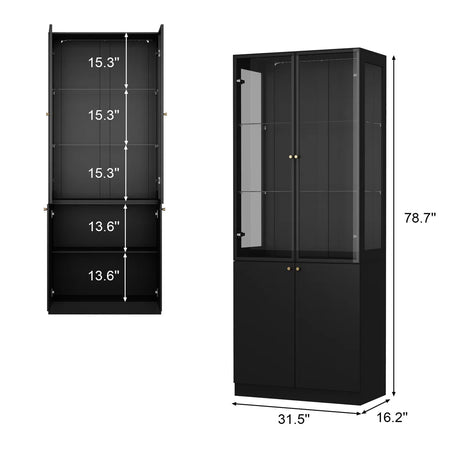 Evan LED Light Strip Glass Door Curio Display Cabinet